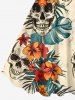 Skulls Tropical Leaf Hibiscus Flowers Print Plus Size Matching Hawaii Beach Outfit For Couples -  