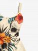 Skulls Tropical Leaf Hibiscus Flowers Print Plus Size Matching Hawaii Beach Outfit For Couples -  