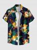 Ensemble chemise et barboteuse hawaïennes assorties, grande taille, tenue de plage, imprimé feuilles tropicales et hibiscus, pour couples - Noir 