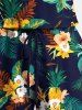 Ensemble chemise et barboteuse hawaïennes assorties, grande taille, tenue de plage, imprimé feuilles tropicales et hibiscus, pour couples - Noir 
