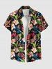 Ensemble chemise et barboteuse hawaïennes assorties, grande taille, tenue de plage, imprimé feuilles tropicales et hibiscus, pour couples - Noir 