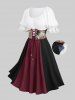 Robe grande taille style Renaissance médiévale à lacets, œillets, corset à volants et bordure en dentelle - Multi-F L | US 12