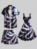 Plus Size Octopus Tropical Leaf Print Hawaii Drawstring Beach Shorts For Men -  