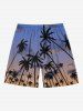 Plus Size Coconut Tree Ombre Sky Print Hawaii Drawstring Beach Shorts For Men -  