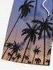 Plus Size Coconut Tree Ombre Sky Print Hawaii Drawstring Beach Shorts For Men -  