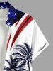 Plus Size Coconut Tree Patriotic American Flag Curve Print Hawaii Button Pocket Shirt For Men -  