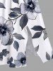 Robe mi-longue trapèze hawaïenne grande taille à imprimé fleurs d'hibiscus, feuilles et branches - Blanc 3X