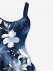 Plus Size Flower Ombre Print Hawaii A Line Tank Dress -  