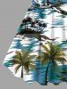 Plus Size Coconut Tree Sea Sailboat Print Hawaii A Line Tank Dress -  