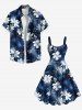 Plus Size Flower Ombre Print Hawaii A Line Tank Dress -  