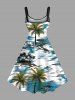 Plus Size Coconut Tree Sea Sailboat Print Hawaii A Line Tank Dress -  
