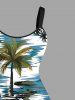 Plus Size Coconut Tree Sea Sailboat Print Hawaii A Line Tank Dress -  