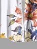 Plus Size Colorful Floral Leave Branch Print Hawaii Button Pocket Shirt For Men -  