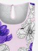 Combinaison hawaïenne bicolore à imprimé floral et cordon de serrage avec poches, grande taille - Violet clair M