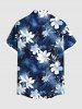 Plus Size Flower Ombre Print Hawaii Button Pocket Shirt For Men -  