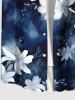 Plus Size Flower Ombre Print Hawaii Button Pocket Shirt For Men -  