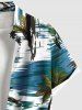 Plus Size Coconut Tree Sea Sailboat Print Hawaii Button Pocket Shirt For Men -  
