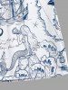Plus Size Octopus Ship Rudder Mermaid Cruise Print Hawaii Beach Shorts For Men -  