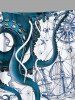 Plus Size Octopus Ship Rudder Mermaid Cruise Print Hawaii Beach Shorts For Men -  