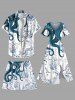 Plus Size Octopus Ship Rudder Mermaid Cruise Print Hawaii Beach Shorts For Men -  