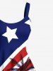 Plus Size Patriotic American Flag Coconut Tree Print Hawaii Tank Dress -  
