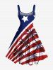 Plus Size Patriotic American Flag Coconut Tree Print Hawaii Tank Dress -  