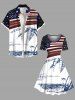 Plus Size Patriotic American Flag Tropical Leaf Coconut Tree Print Hawaii Vintage Dress -  