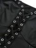 Plus Size Floral Mesh Jacquard Embroidery Patchwork Lace Up Grommet Trim Backless Tank Top -  