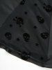 Plus Size Floral Mesh Jacquard Embroidery Patchwork Lace Up Grommet Trim Backless Tank Top -  