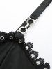 Plus Size Floral Mesh Jacquard Embroidery Patchwork Lace Up Grommet Trim Backless Tank Top -  