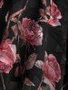Plus Size Cold Shoulder Flare Sleeves Rose Flower Print Lace Up Belted 2 in 1 Top -  