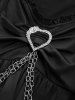 Plus Size Ruched Heart Buckle Ruffles Cold Shoulder Floral Lace Flare Sleeves Dress -  