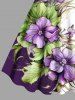 Robe débardeur hawaïenne grande taille à imprimé feuilles tropicales et fleurs d'hibiscus colorblock - Pourpre  S