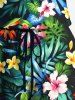 Combinaison hawaïenne grande taille à imprimé feuilles tropicales et fleurs d'hibiscus - Noir 3X