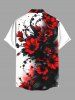 Plus Size Ink Painting Flowers Leaf Print Buttons Pocket Hawaii Shirt For Men -  