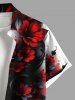 Plus Size Ink Painting Flowers Leaf Print Buttons Pocket Hawaii Shirt For Men -  