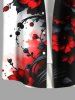 Plus Size Ink Painting Flowers Leaf Print Buttons Pocket Hawaii Shirt For Men -  