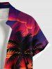 Plus Size Coconut Tree Sun Seascape Cloud Print Buttons Pocket Hawaii Shirt For Men -  