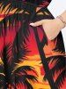 Plus Size Coconut Tree Sun Seascape Cloud Print Split Hawaii Midi Dress -  