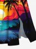 Plus Size Coconut Tree Sun Seascape Cloud Print Split Hawaii Midi Dress -  