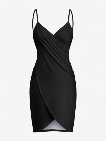 Plus Size Solid Convertible Beach Cover - BLACK - 2X