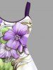 Tenue de plage hawaïenne assortie grande taille à imprimé feuilles tropicales et fleurs d'hibiscus colorblock pour couples - Pourpre  