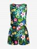 Matching Hawaii Shirt and Romper Plus Size Beach Outfit Tropical Leaf Hibiscus Printed for Couples -  