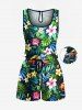 Matching Hawaii Shirt and Romper Plus Size Beach Outfit Tropical Leaf Hibiscus Printed for Couples -  