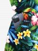 Matching Hawaii Shirt and Romper Plus Size Beach Outfit Tropical Leaf Hibiscus Printed for Couples -  