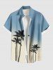 Tenue de plage hawaïenne assortie grande taille à imprimé ombré cocotier pour couples - Bleu clair 
