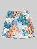 Maillot de bain court imprimé feuilles tropicales et fleurs d'hibiscus, grande taille, tenue de plage hawaïenne assortie pour couples - Vert 