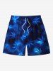 Tenue de plage hawaïenne assortie grande taille à imprimé feuilles d'érable ombré pour couples - Bleu de Minuit 