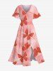 Ombre Tropical Leaf Butterfly Print Plus Size Matching Hawaii Beach Outfit For Couples -  