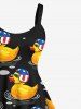 Patriotic American Flag Duck Print Plus Size Matching Hawaii Beach Outfit For Couples -  